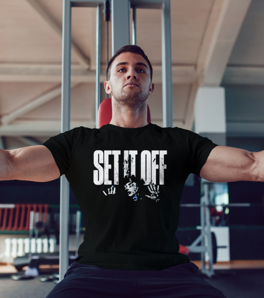 Set It Off Cracked Text With Blue Paint Effect T-Shirt