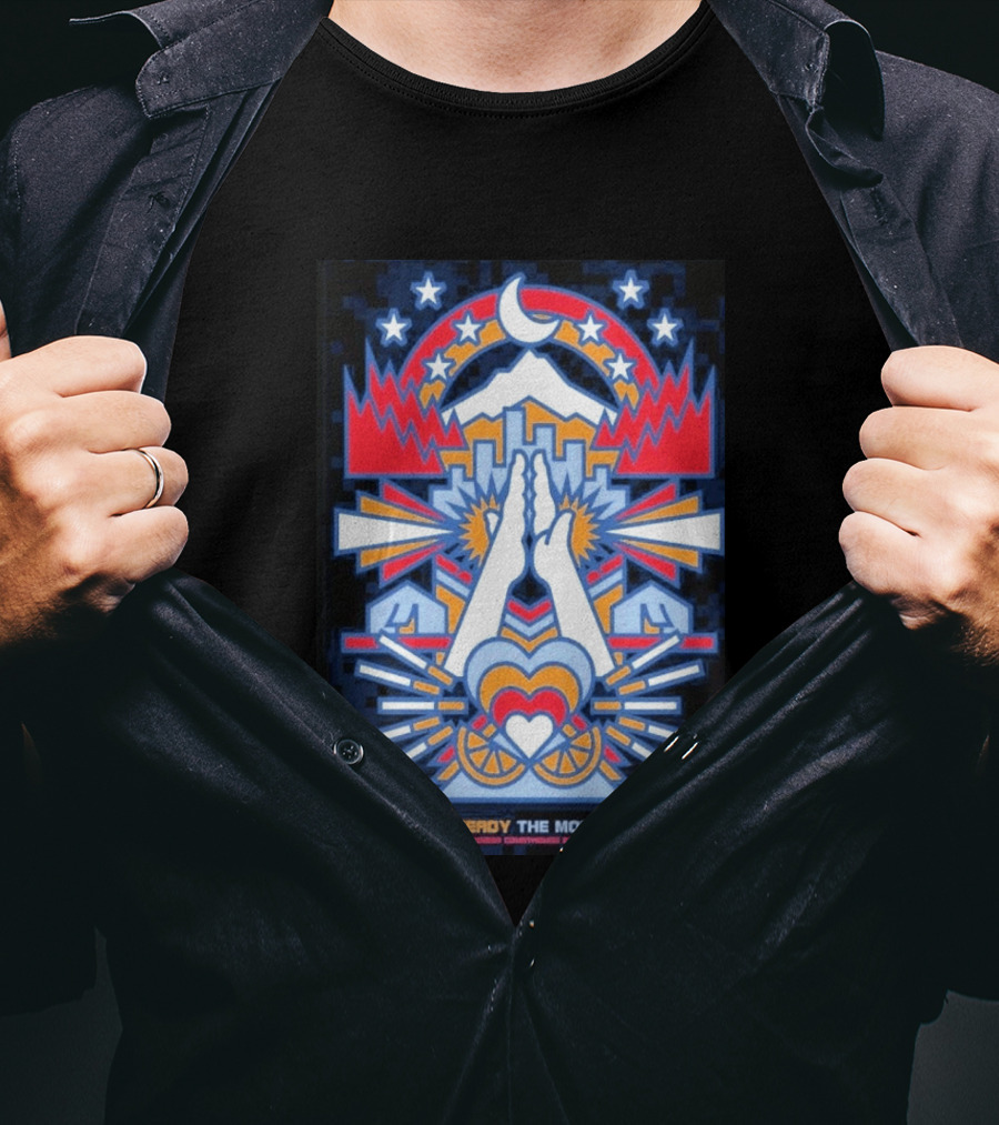 The Hold Steady The Mountain Goats Pioneer Courthouse Square Portland August 8 2026 Concert Tour Skyline Heart Hands Stars Moon Mountains T-Shirt