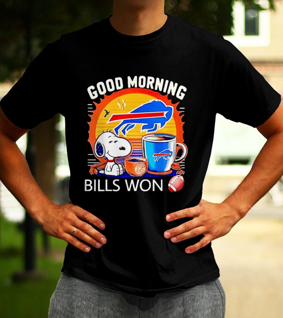 Good Morning Snoopy Buffalo Bills Won Coffee T-Shirt