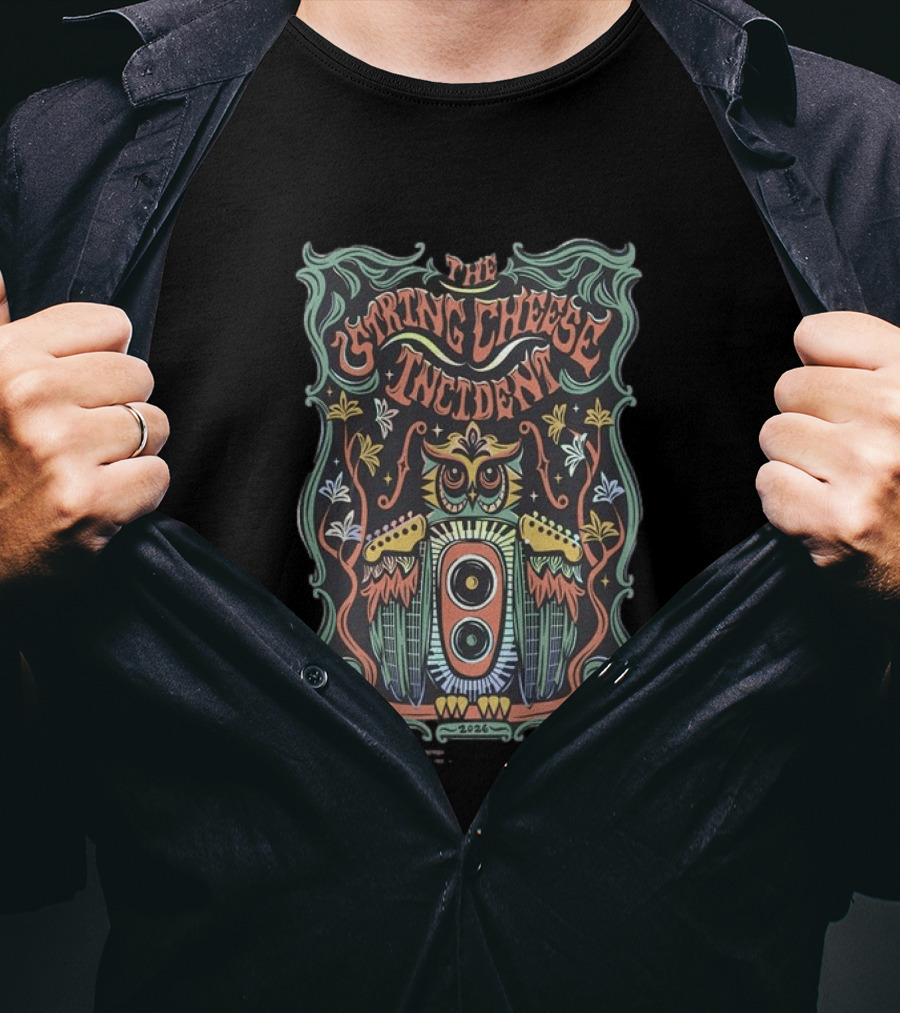 The String Cheese Incident Tour 2026 Owl Speaker T-Shirt