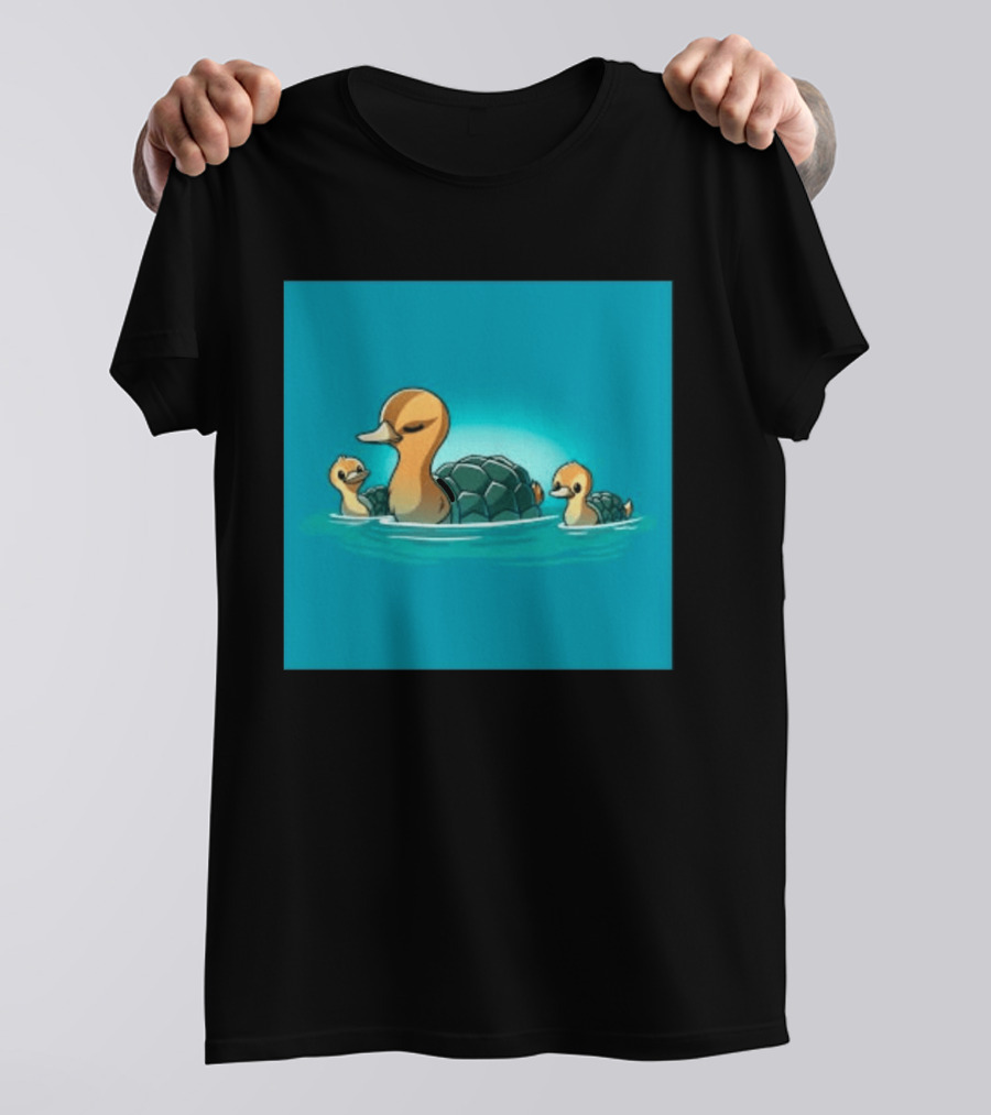 Turtle Ducks Swimming Cute Playful Hybrid Creatures T-Shirt