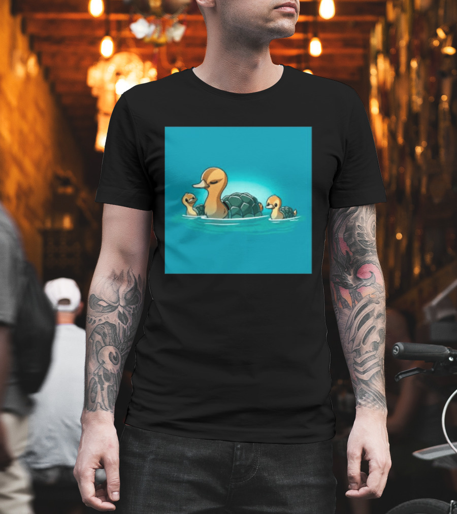 Turtle Ducks Swimming Cute Playful Hybrid Creatures T-Shirt