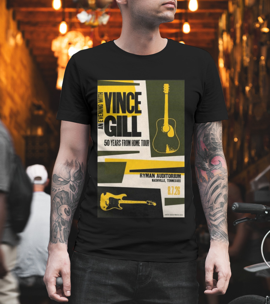 An Evening With Vince Gill 50 Years From Home Tour Ryman Auditorium Nashville August 7 2026 T-Shirt