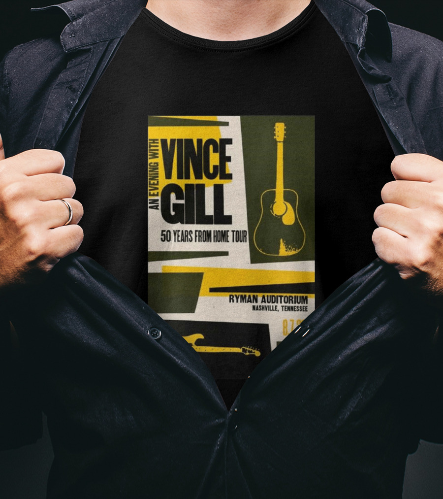 An Evening With Vince Gill 50 Years From Home Tour Ryman Auditorium Nashville August 7 2026 T-Shirt