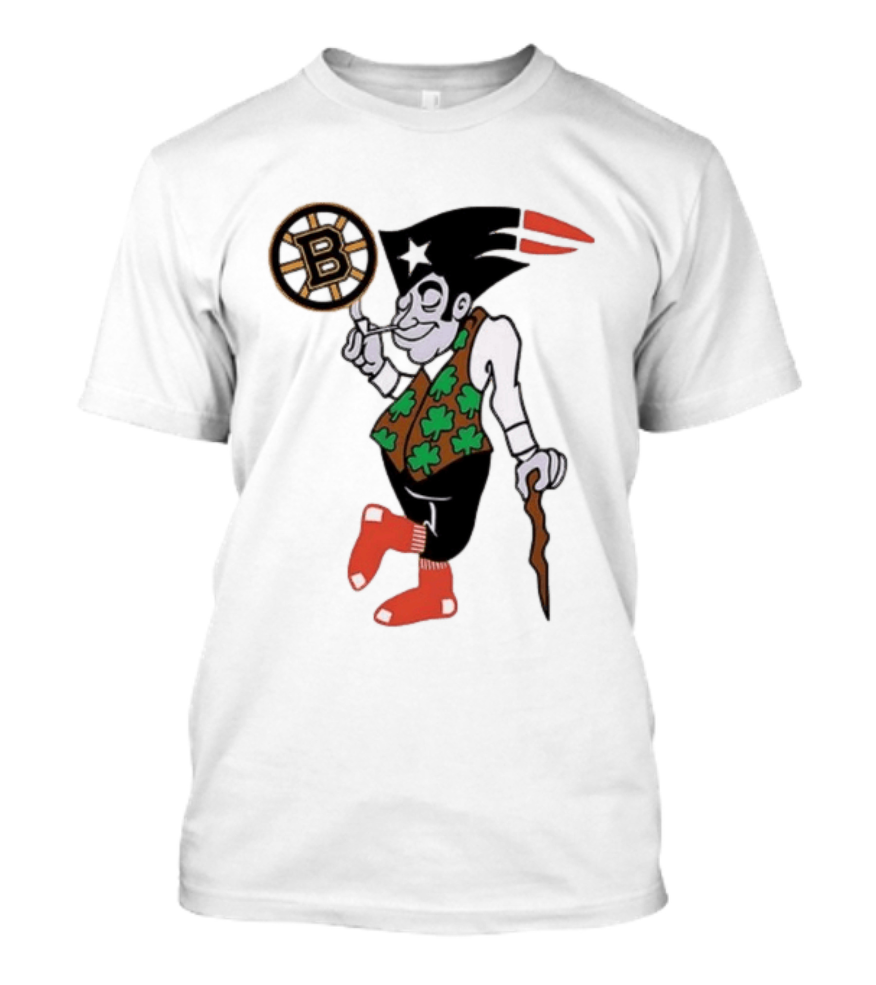 Boston All Sport Team Vintage Mascot With Clover And Cane T-Shirt