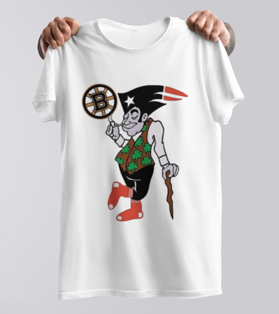 Boston All Sport Team Vintage Mascot With Clover And Cane T-Shirt