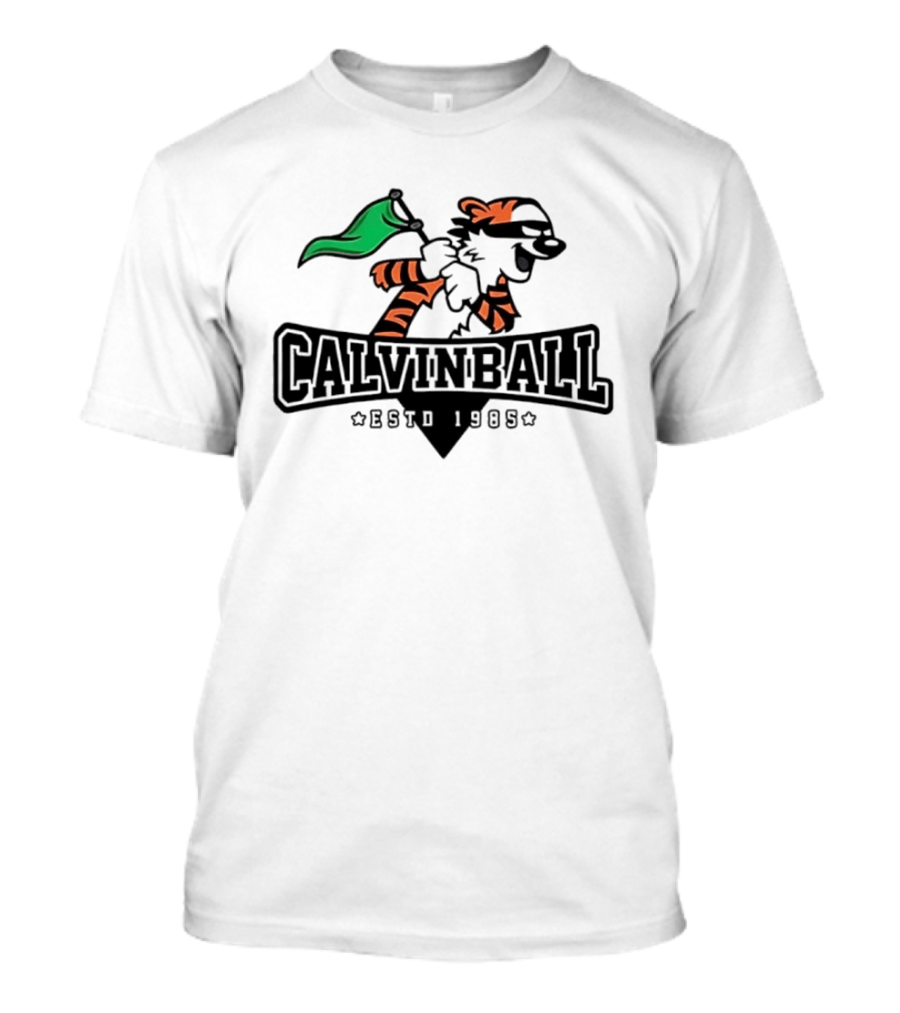 Calvinball Estd 1985 Cartoon Character Playing Sports With Green Flag T-Shirt