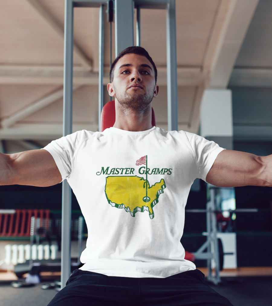 Master Gramps Golfing USA Flag Map T-Shirt