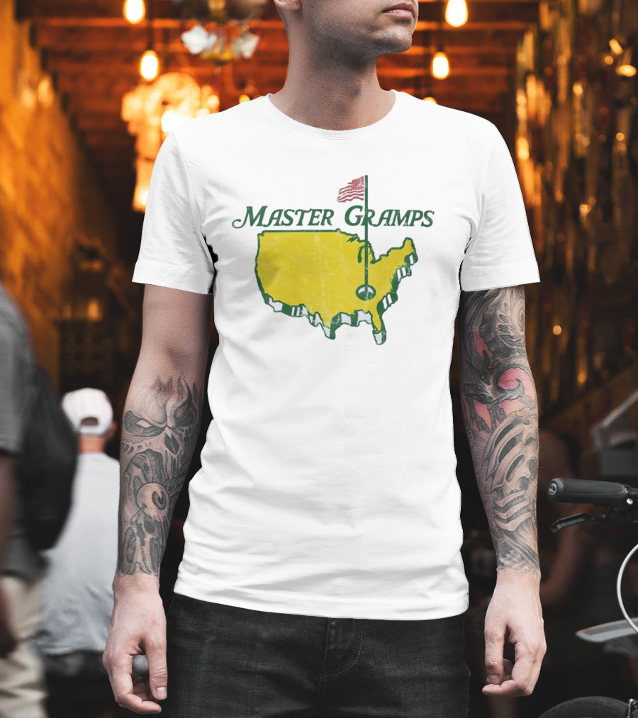 Master Gramps Golfing USA Flag Map T-Shirt