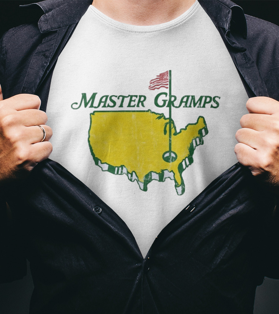 Master Gramps Golfing USA Flag Map T-Shirt