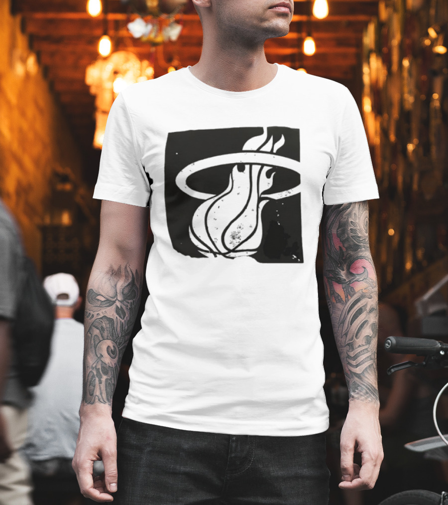 Miami Heat Basketball NBA Iconic Flaming Ball T-Shirt