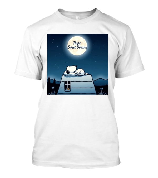 Snoopy Night Sweet Dreams Moonlight Scene Peanuts Sleeping Dog T-Shirt