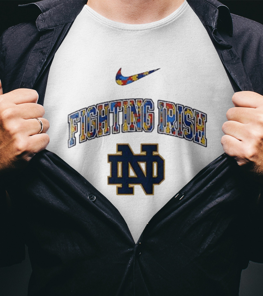 Notre Dame Fighting Irish Nike Autism Awareness Puzzle T-Shirt