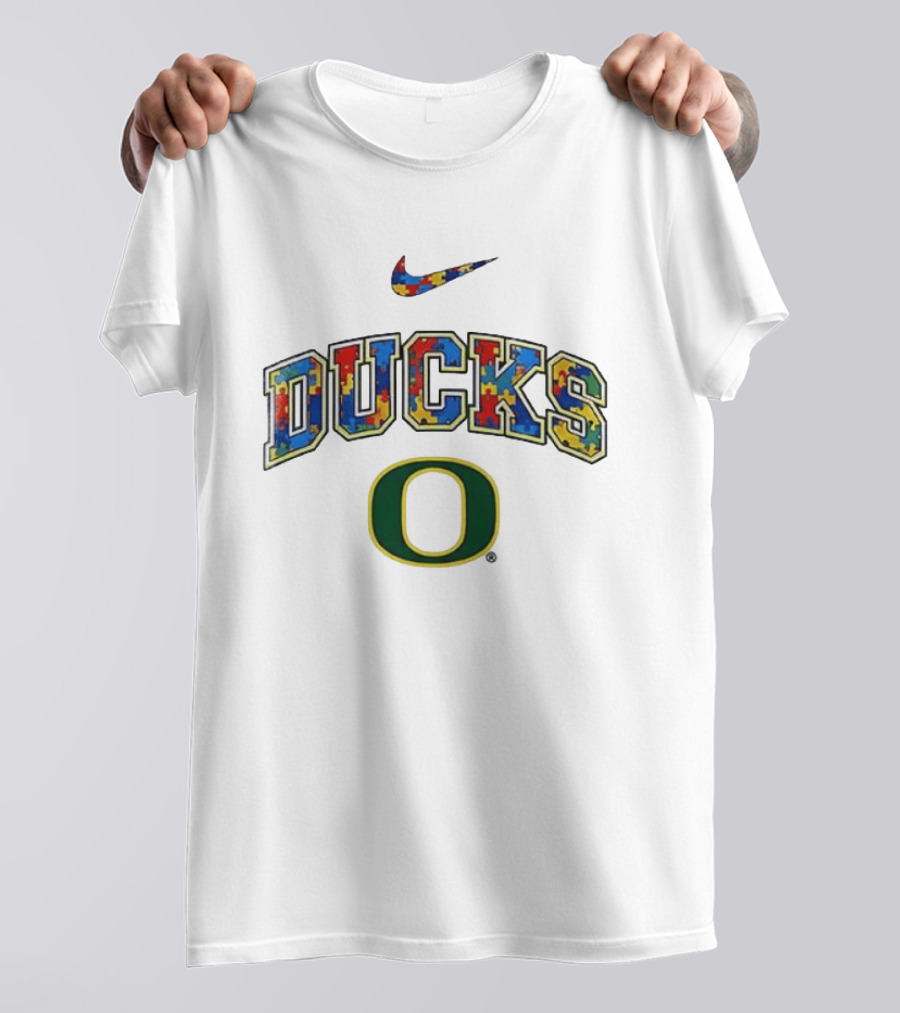 Oregon Ducks Autism Awareness Accept Understand Love Puzzle Nike T-Shirt