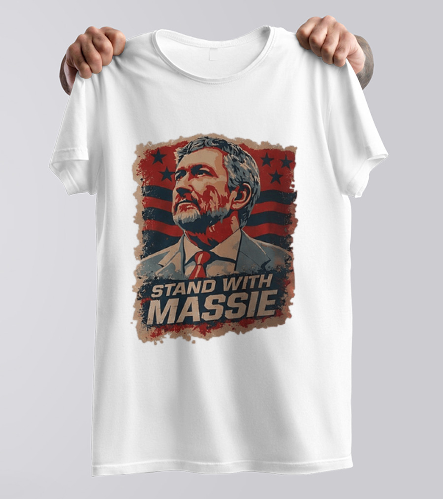 Stand With Massie Patriotic Political Artwork With Stars And Stripes T-Shirt