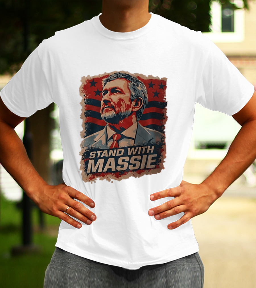 Stand With Massie Patriotic Political Artwork With Stars And Stripes T-Shirt