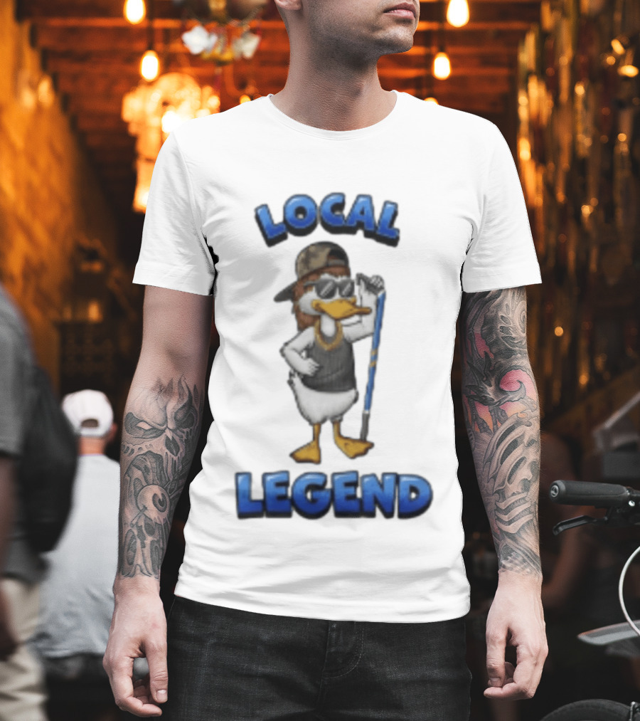 Duck Local Legend Hockey Player In Sunglasses And Cap T-Shirt