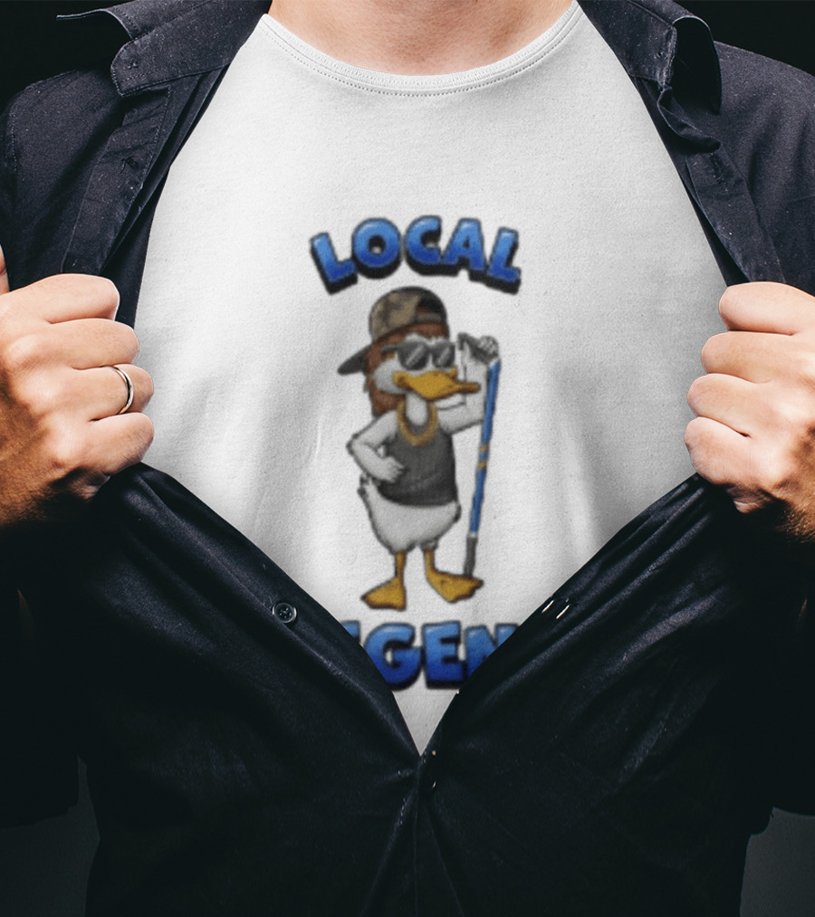 Duck Local Legend Hockey Player In Sunglasses And Cap T-Shirt