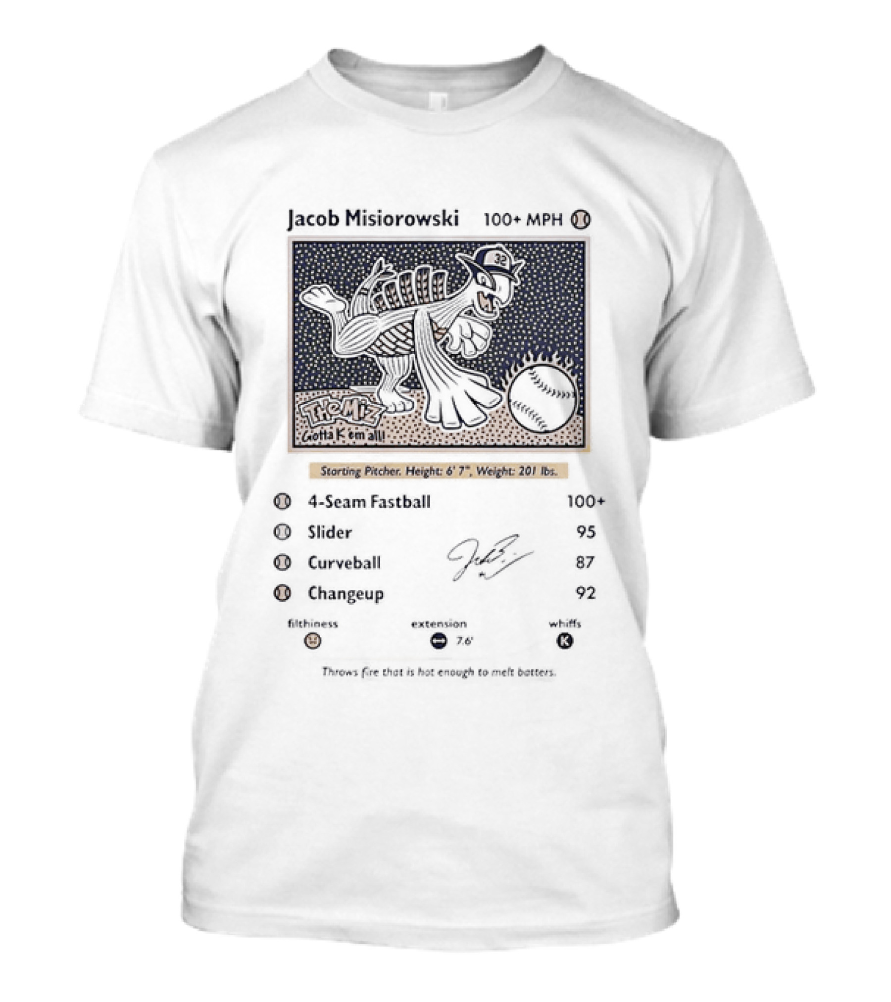 Jacob Misiorowski Milwaukee Brewers Baseball The Miz Gotta K Em All Pokémon Card Style 2026 T-Shirt