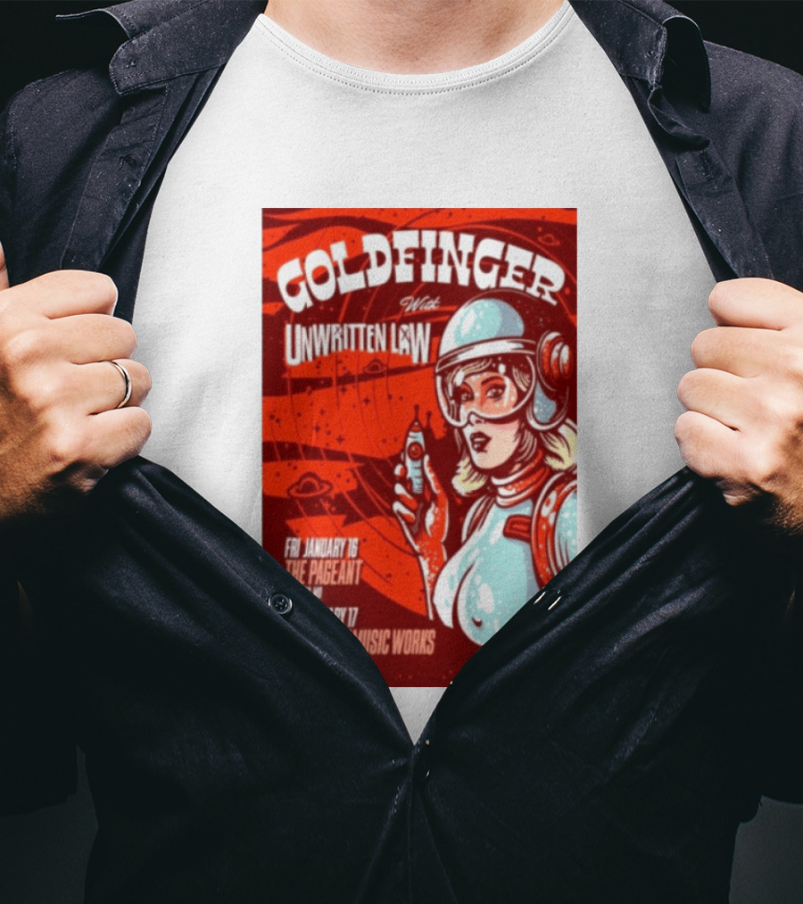 Goldfinger With Unwritten Law The Pageant St. Louis Marathon Music Works Nashville January 16 17 2026 Concert Retro Futuristic Spacewoman T-Shirt