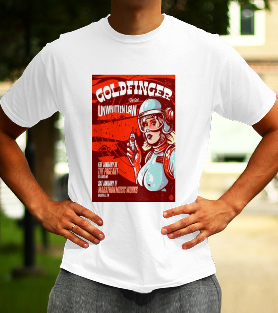 Goldfinger With Unwritten Law The Pageant St. Louis Marathon Music Works Nashville January 16 17 2026 Concert Retro Futuristic Spacewoman T-Shirt