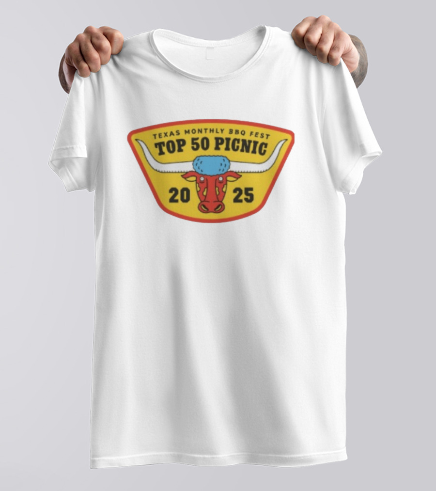 Texas Monthly BBQ Fest Top 50 Picnic 2025 Longhorn T-Shirt