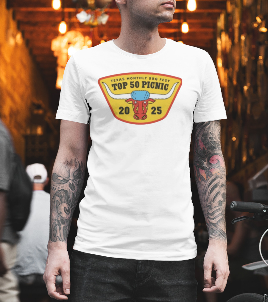 Texas Monthly BBQ Fest Top 50 Picnic 2025 Longhorn T-Shirt