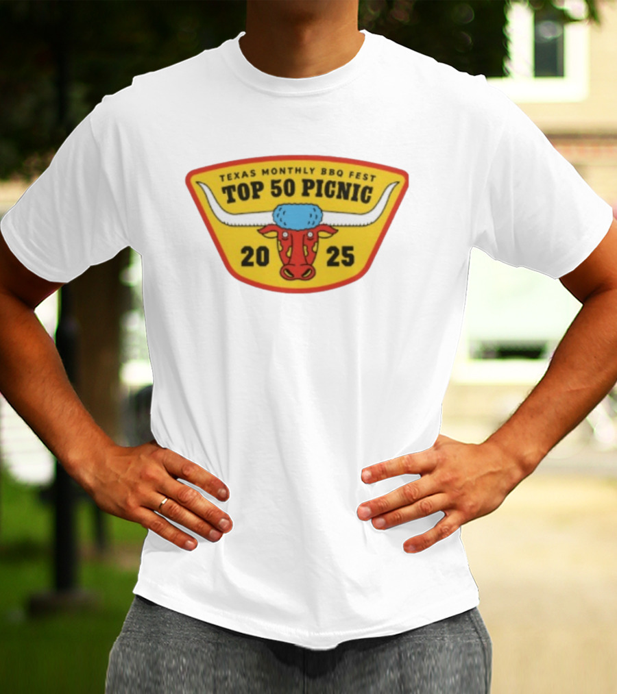 Texas Monthly BBQ Fest Top 50 Picnic 2025 Longhorn T-Shirt