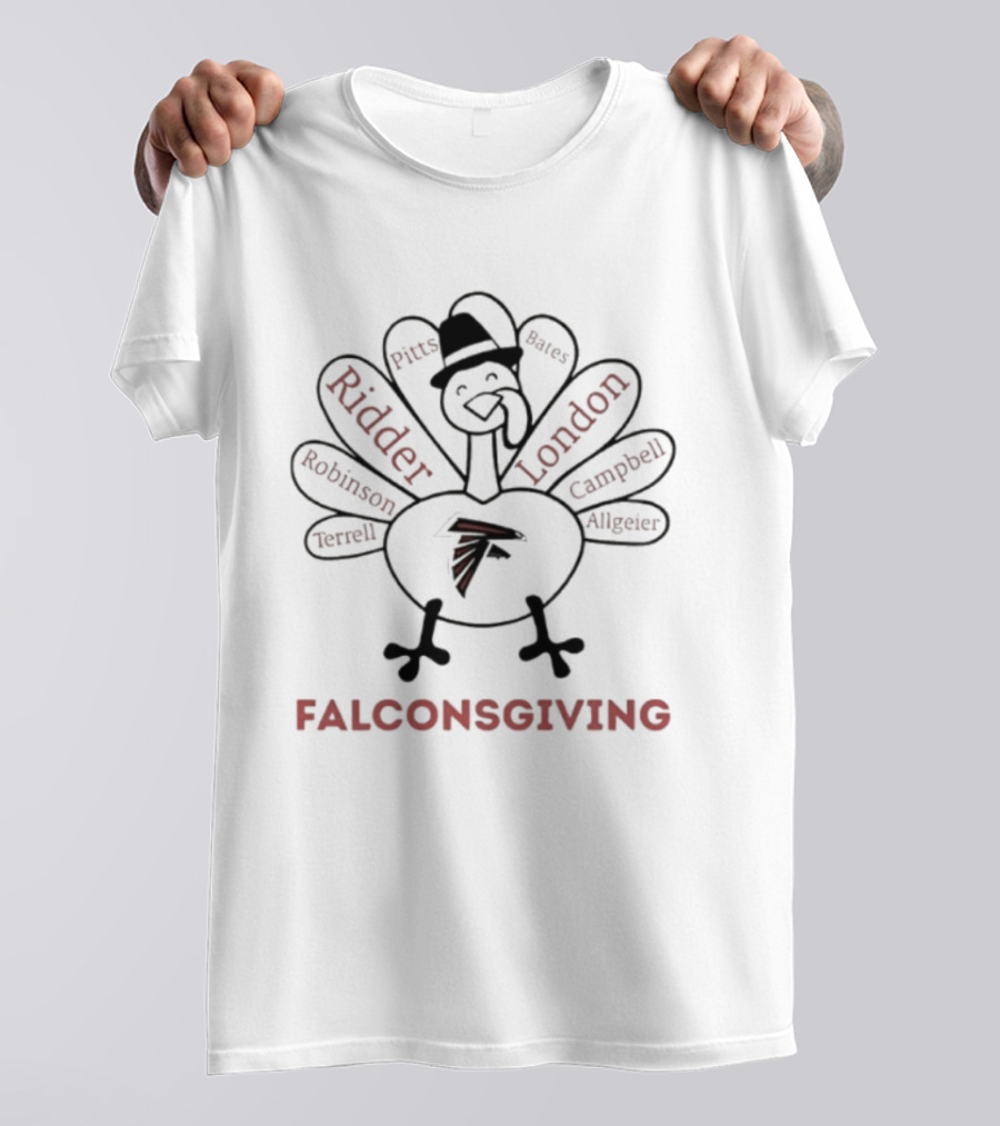 Atlanta Falcons Thanksgiving Celebration Featuring Ridder London Robinson Terrell Campbell And Allgeier T-Shirt