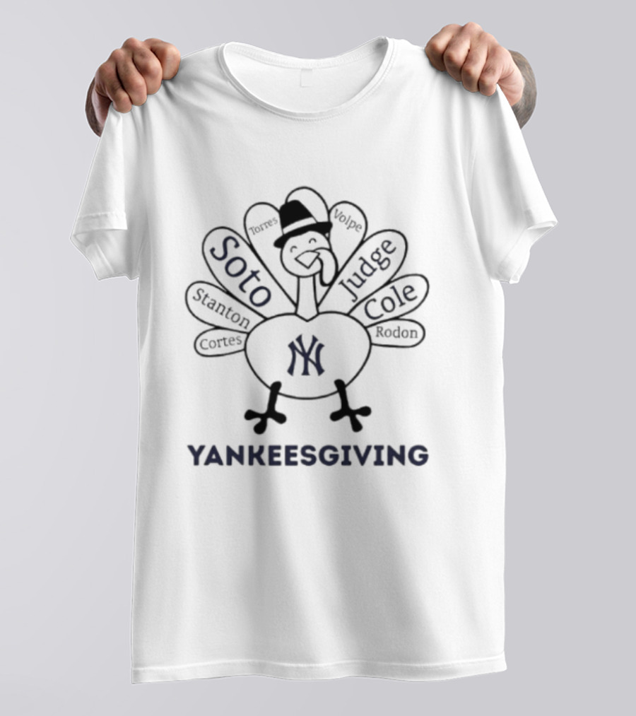 Thanksgiving With Yankees Soto Judge Yankeesgiving Turkey T-Shirt
