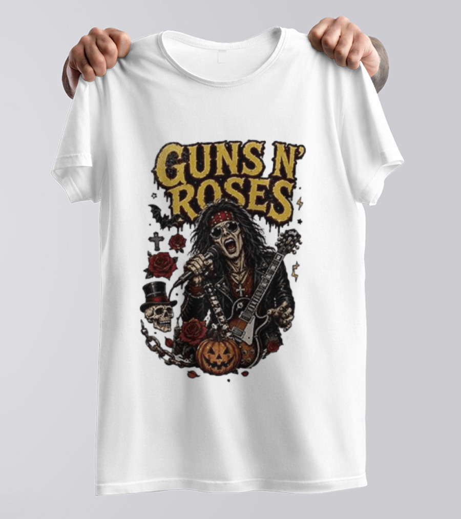 Guns N' Roses I'm A GNR Ghoul Appetite For Fright Halloween Rocks With Skulls And Pumpkins T-Shirt