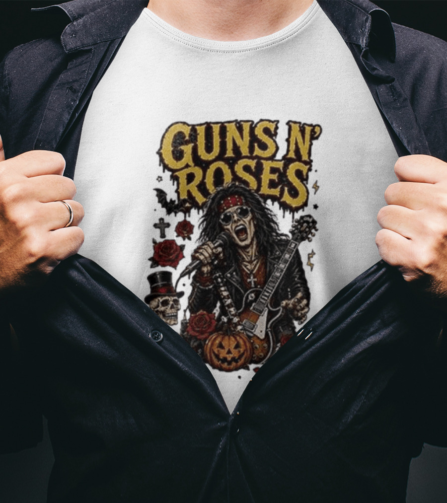 Guns N' Roses I'm A GNR Ghoul Appetite For Fright Halloween Rocks With Skulls And Pumpkins T-Shirt