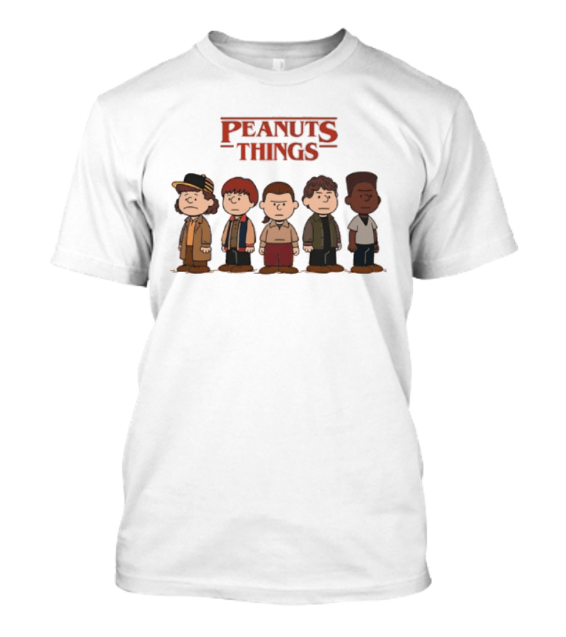 Peanuts Things Cartoon Characters Mashup Stranger 80s T-Shirt
