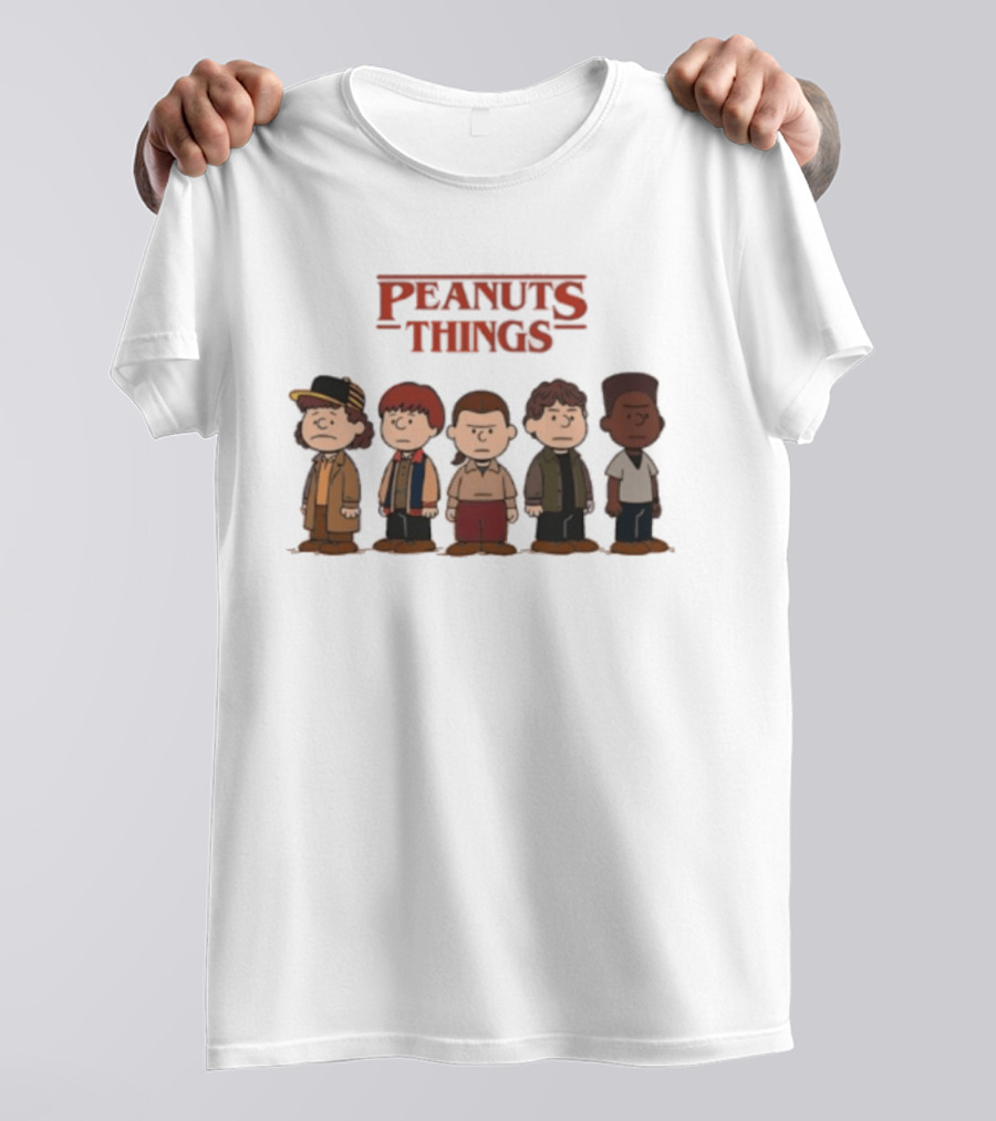 Peanuts Things Cartoon Characters Mashup Stranger 80s T-Shirt