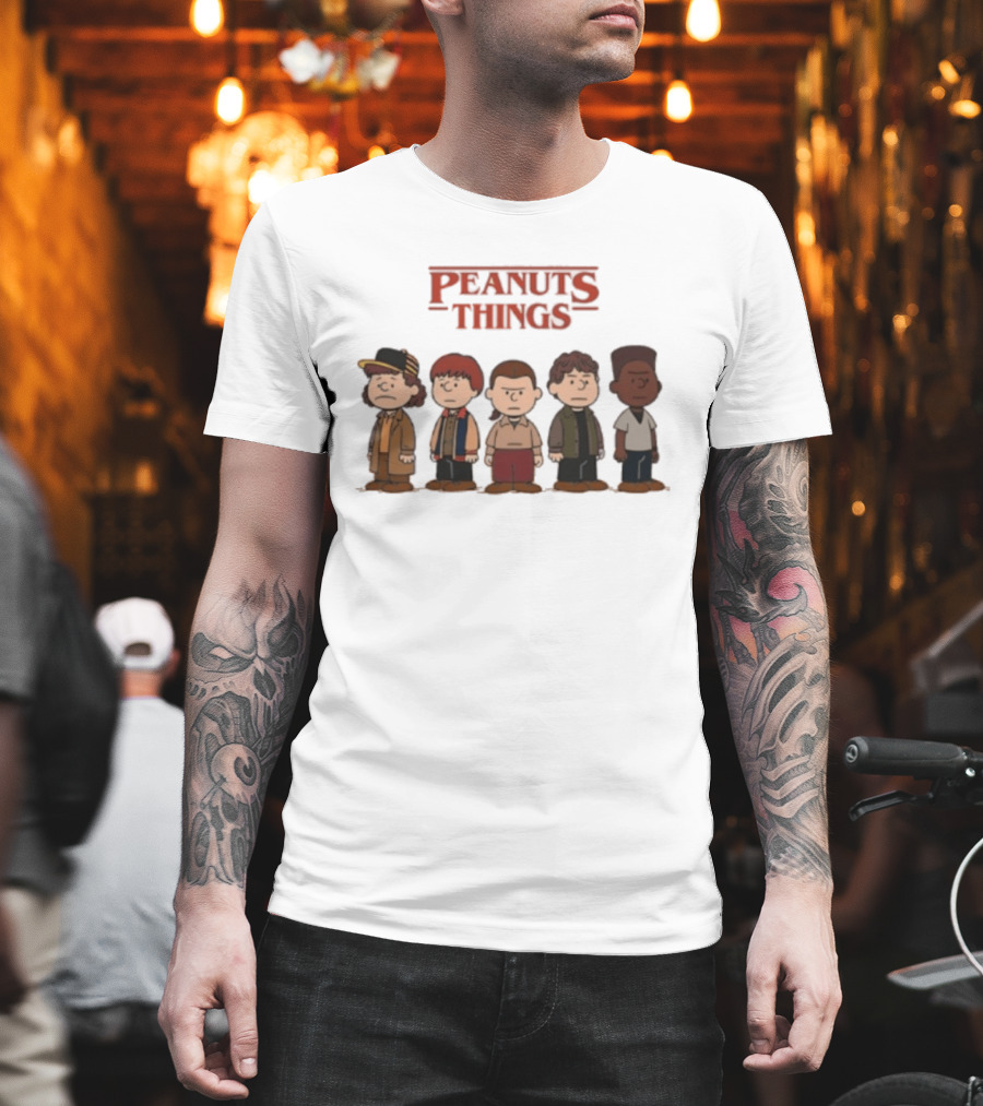 Peanuts Things Cartoon Characters Mashup Stranger 80s T-Shirt