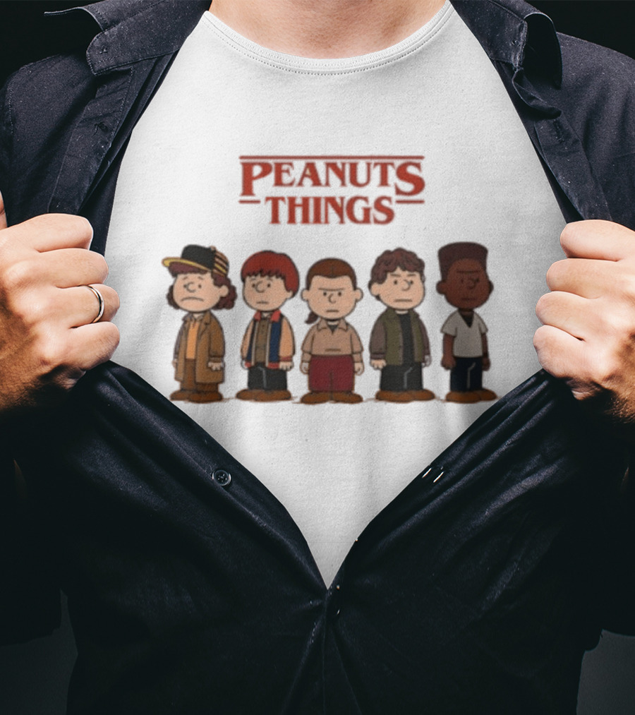 Peanuts Things Cartoon Characters Mashup Stranger 80s T-Shirt