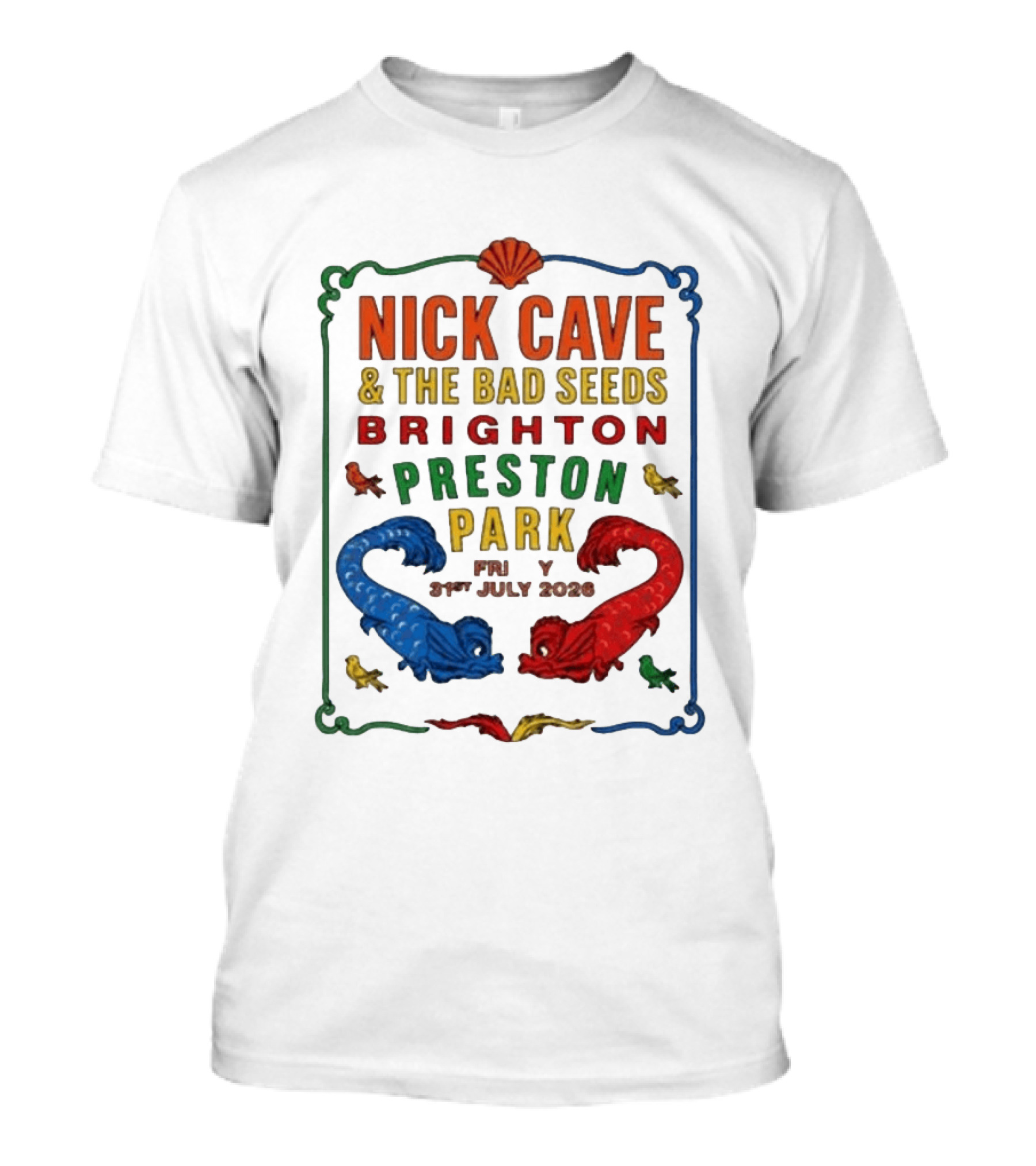Nick Cave & The Bad Seeds Brighton Preston Park 31 July 2026 Colorful Dragons T-Shirt