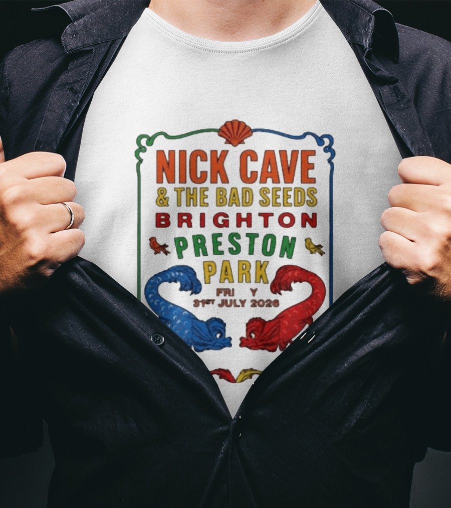 Nick Cave & The Bad Seeds Brighton Preston Park 31 July 2026 Colorful Dragons T-Shirt