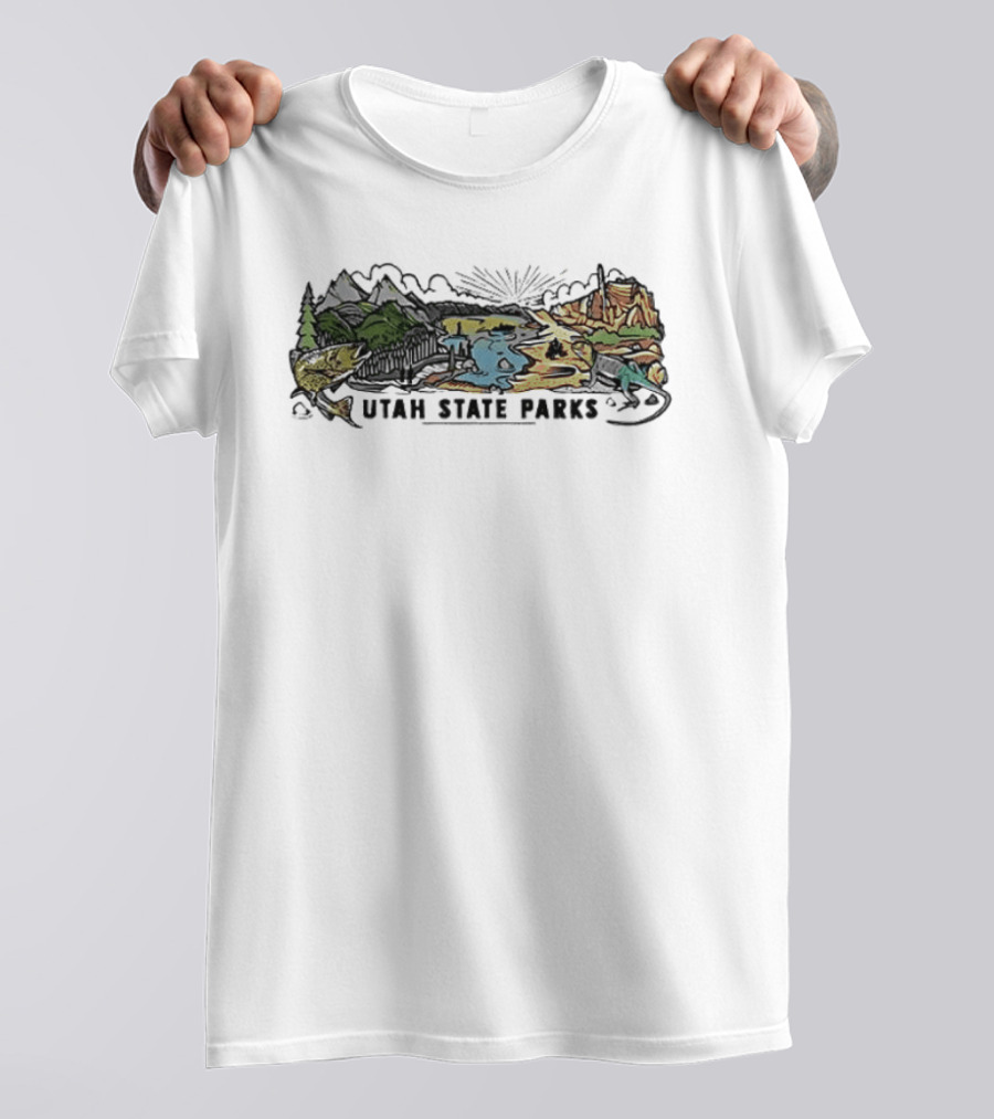 Utah State Parks Scenic Landscape With Mountains And Trees T-Shirt