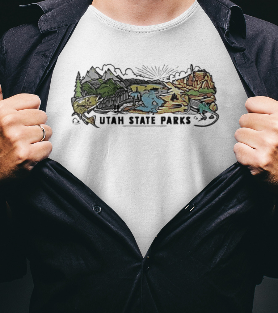 Utah State Parks Scenic Landscape With Mountains And Trees T-Shirt