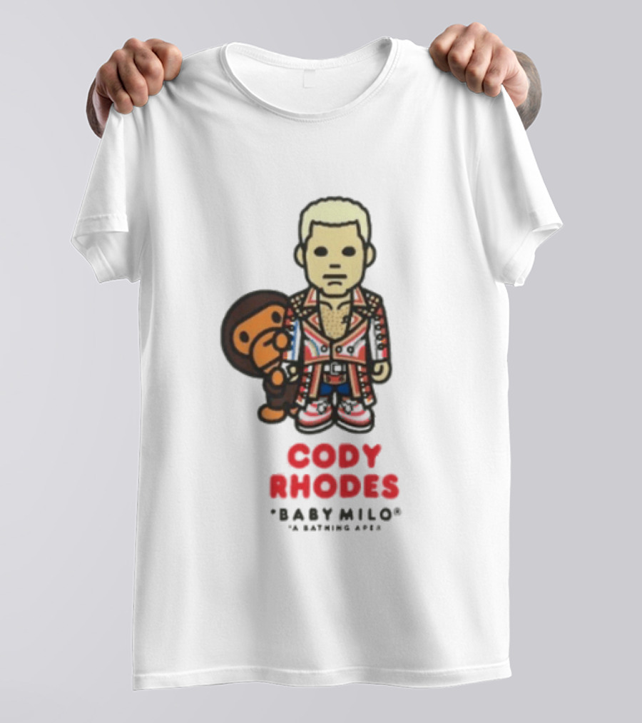 Cody Rhodes Baby Milo Wrestling Mens White Wwe Collaboration T-Shirt