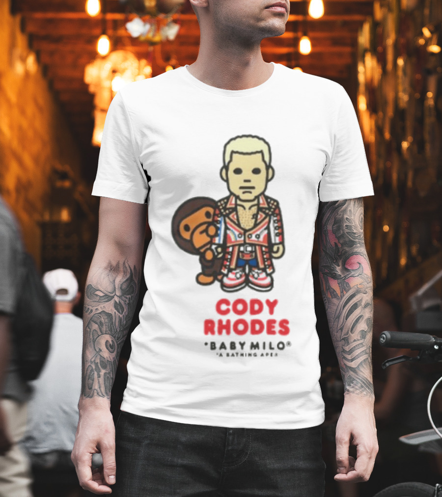 Cody Rhodes Baby Milo Wrestling Mens White Wwe Collaboration T-Shirt