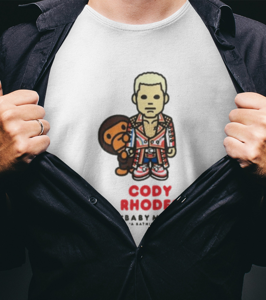 Cody Rhodes Baby Milo Wrestling Mens White Wwe Collaboration T-Shirt