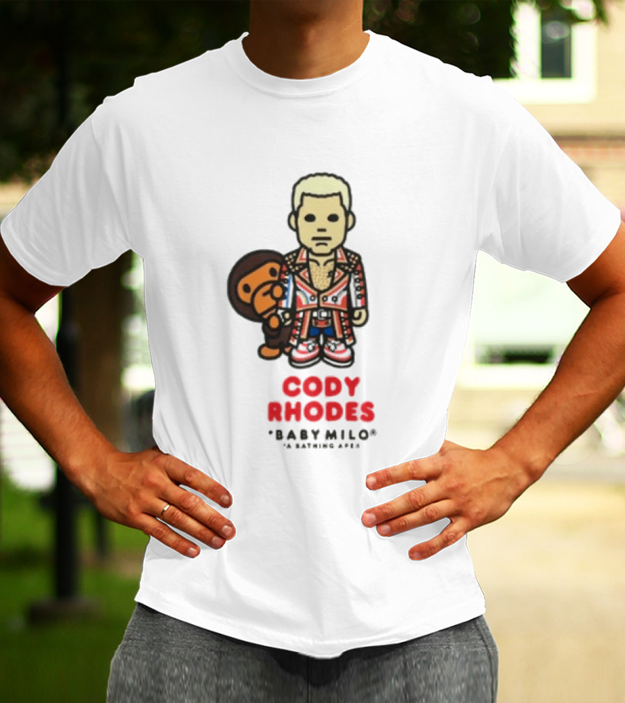 Cody Rhodes Baby Milo Wrestling Mens White Wwe Collaboration T-Shirt
