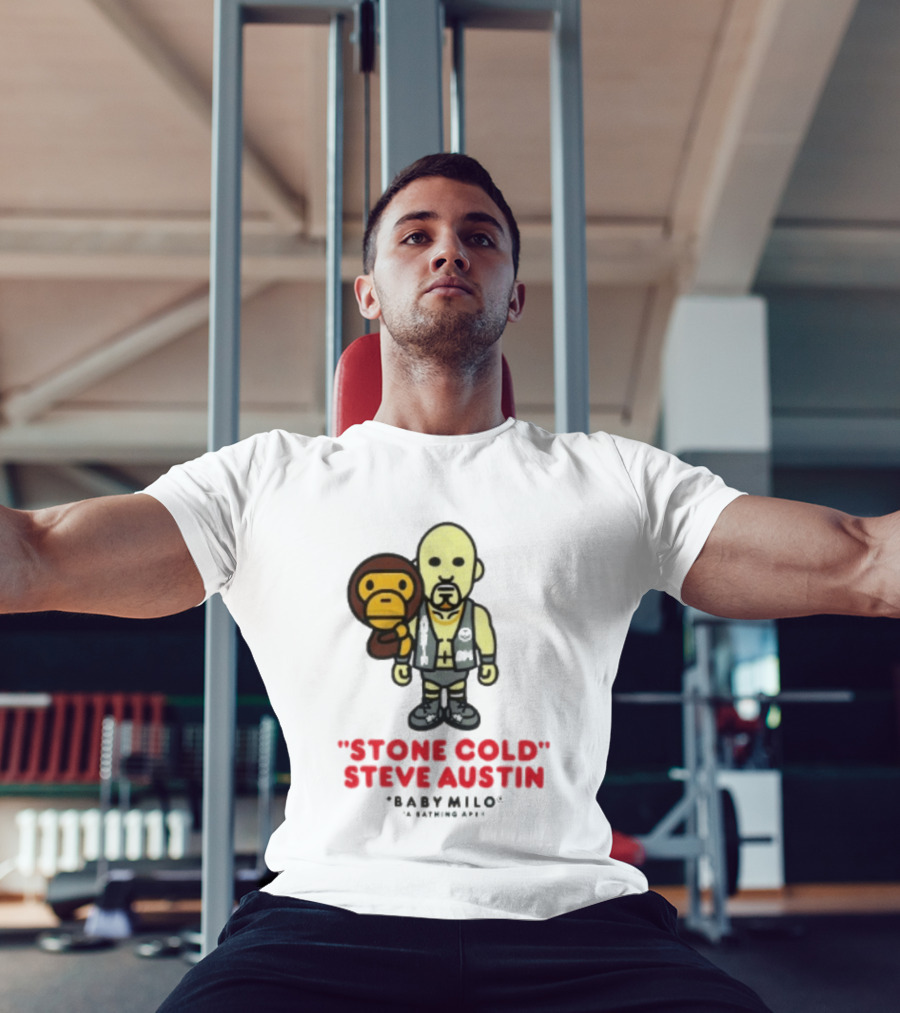 Stone Cold Steve Austin Baby Milo Collaboration Mens White T-Shirt