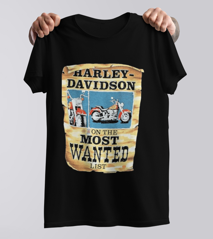 Harley Davidson #1 On The Most Wanted List Motorcycle 1986 Bismarck North Dakota T-Shirt