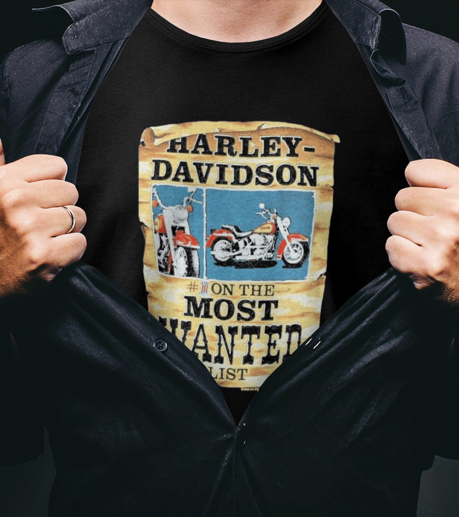 Harley Davidson #1 On The Most Wanted List Motorcycle 1986 Bismarck North Dakota T-Shirt