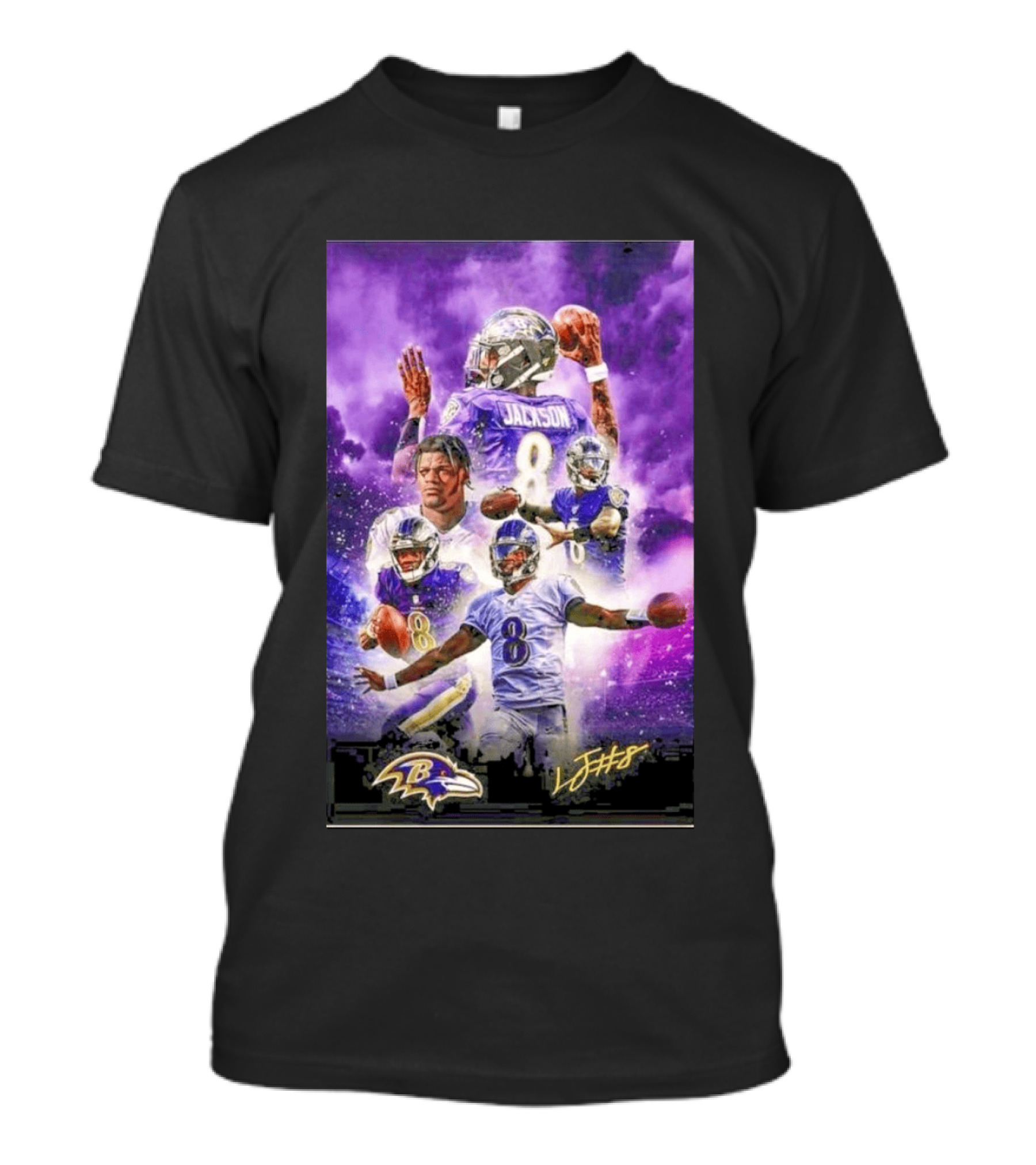 Baltimore Ravens Lamar Jackson 8 With Signature T-Shirt