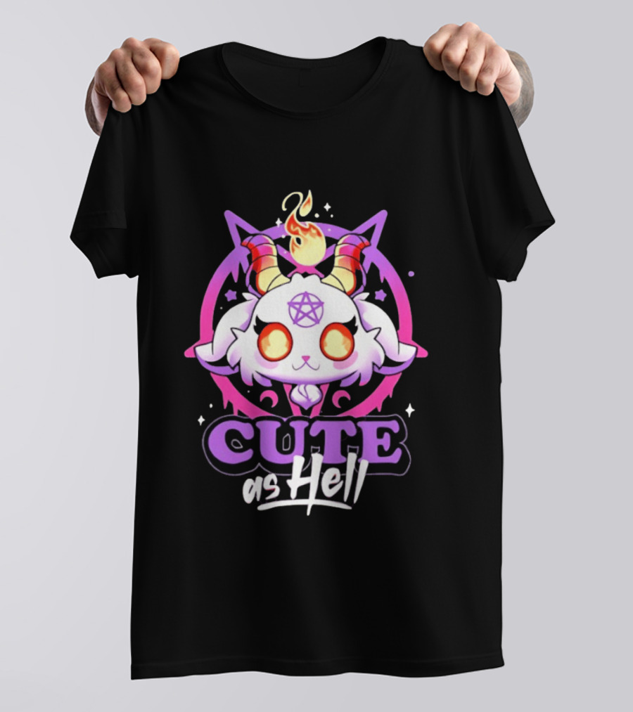 Cute As Hell Goat Demon Pentagram Flame T-Shirt