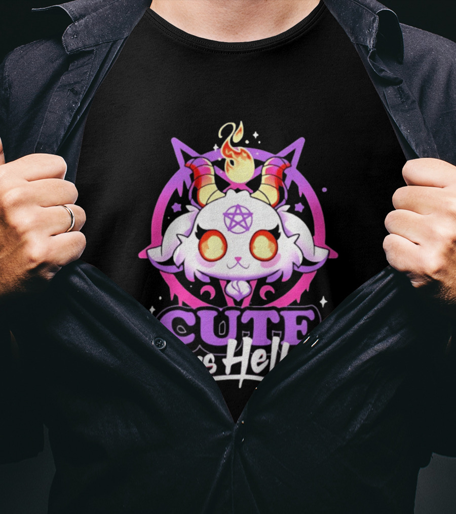 Cute As Hell Goat Demon Pentagram Flame T-Shirt
